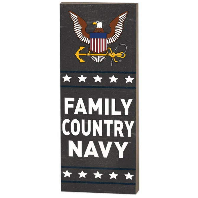 U.S. Navy Family Country Navy 7 x 18 inch Wood Sign- Made In The USA