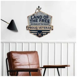 U.S. Navy Land Of The Free Veteran Rustic Badge 20 x 20 inch Sign