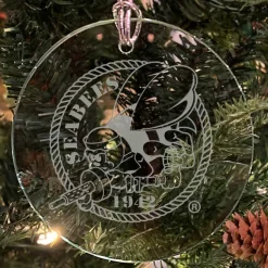 U.S. Navy 'Pick Your Design' 3" Round Etched Glass USN Christmas Tree Ornament