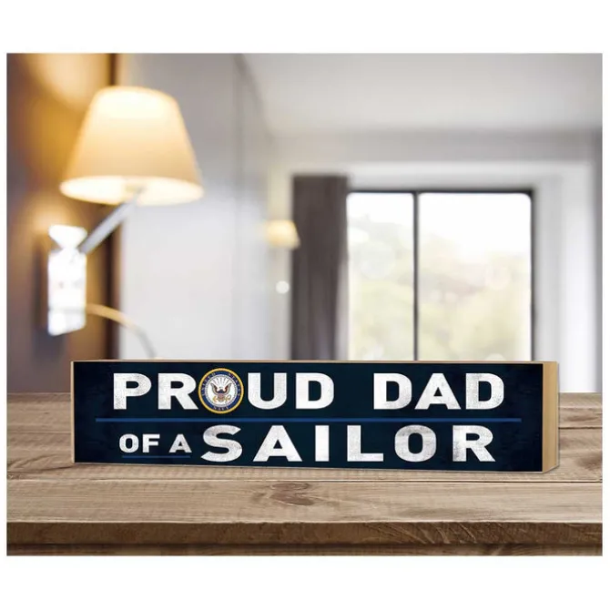 U.S. Navy Proud Dad 3 x 13 inch Wood Sign - Made In The USA