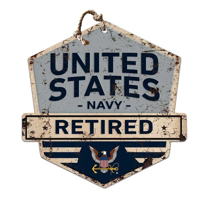 U.S. Navy Retired Rustic Badge 20 x 20 inch Sign