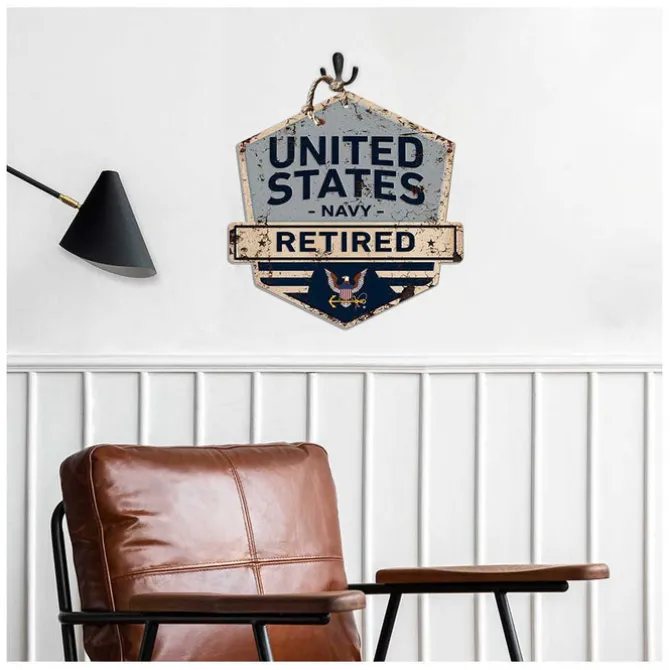 U.S. Navy Retired Rustic Badge 20 x 20 inch Sign