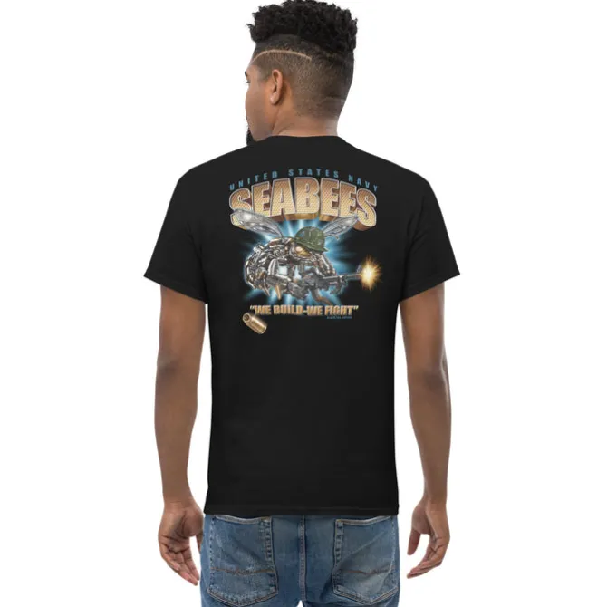 U.S. Navy Seabees Super Bee Black Ink Tee