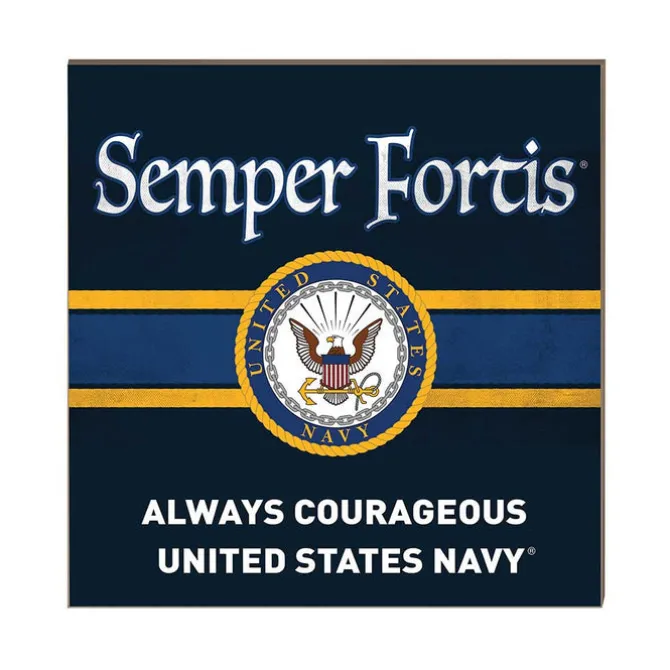 U.S. Navy Semper Fortis 10 x 10 inch Wood Sign