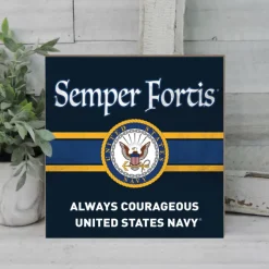 U.S. Navy Semper Fortis 10 x 10 inch Wood Sign