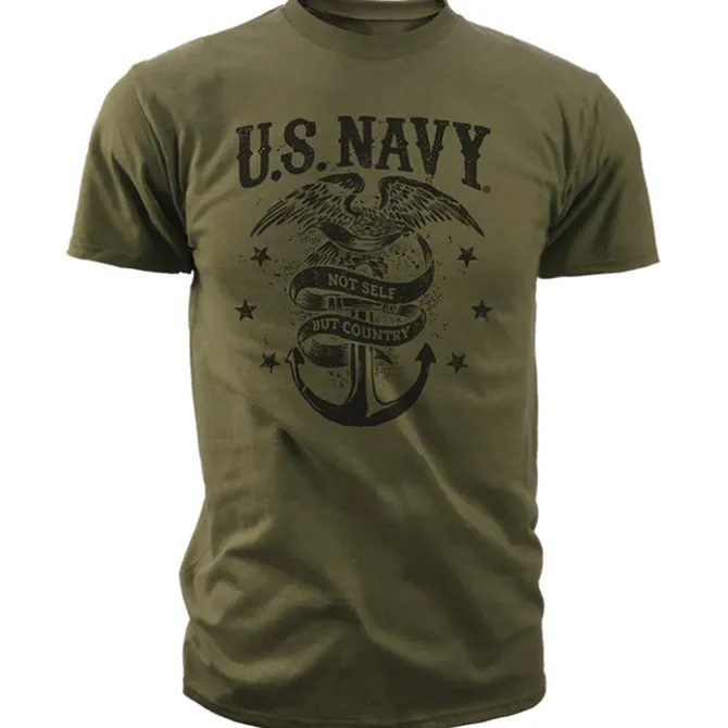 US Navy T-Shirts - Mens US Navy Not Self But Country - Navy T-Shirt