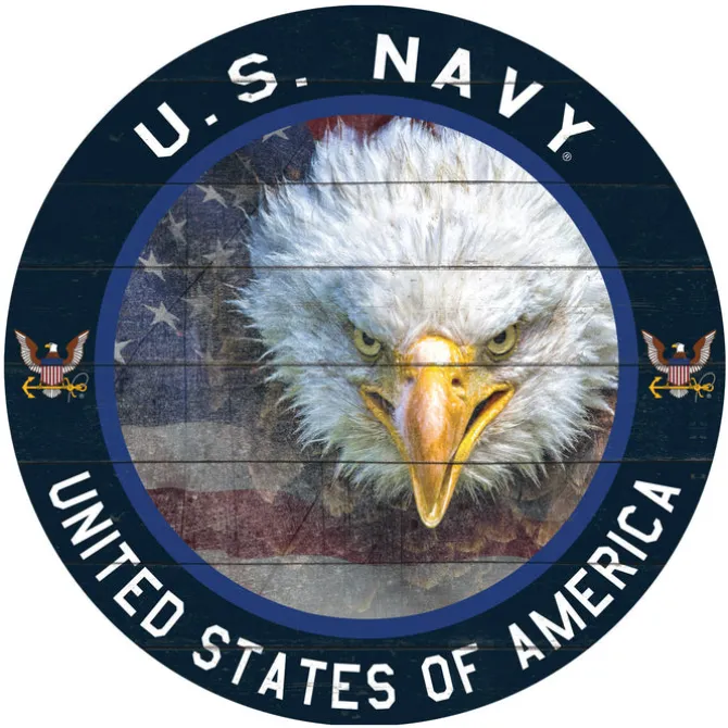 U.S. Navy Weathered Eagle 20 x 20 inch Wood Sign- Made In The USA