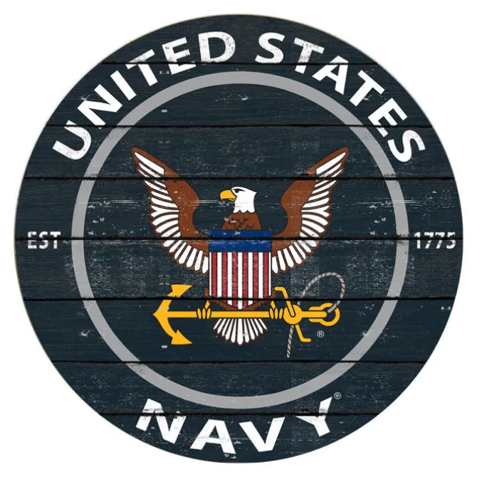 U.S. Navy Weathered Logo 20 x 20 inch Wood Sign- Made In The USA