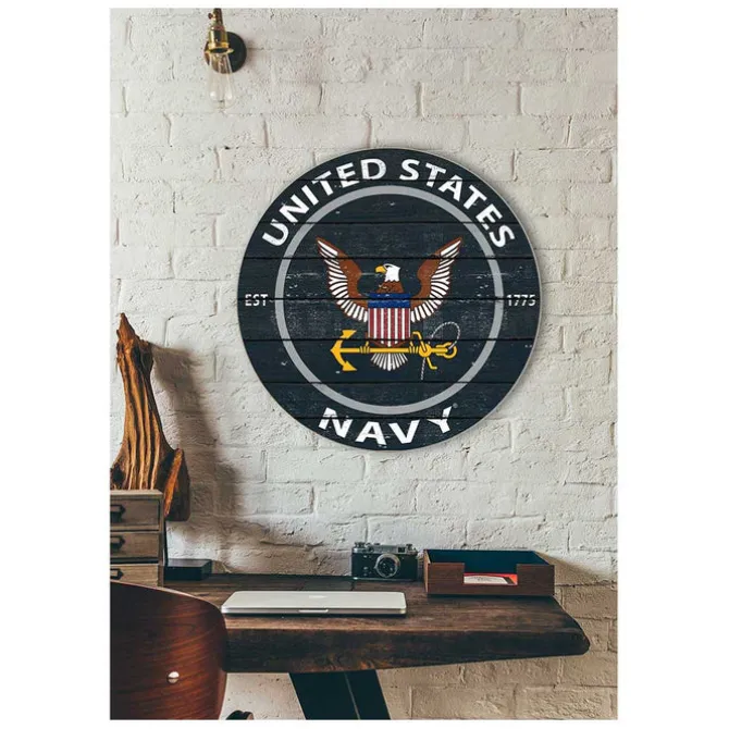 U.S. Navy Weathered Logo 20 x 20 inch Wood Sign- Made In The USA