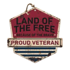 U.S. Veteran Land of the Free Veteran Rustic Badge 20 x 20 inch Sign