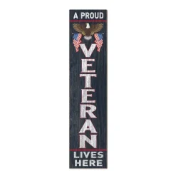U.S. Veteran Welcome 11 x 46 inch Leaner Sign - Made In The USA