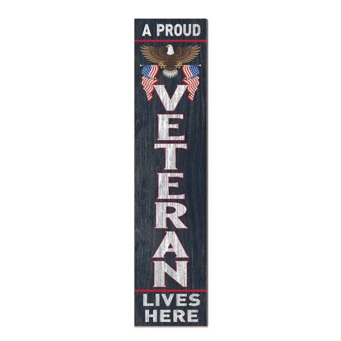 U.S. Veteran Welcome 11 x 46 inch Leaner Sign - Made In The USA