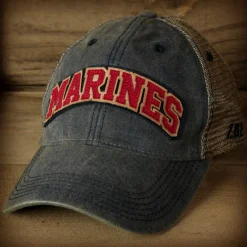 USMC Arched Semper Fi Vintage Trucker Hat - Navy Blue