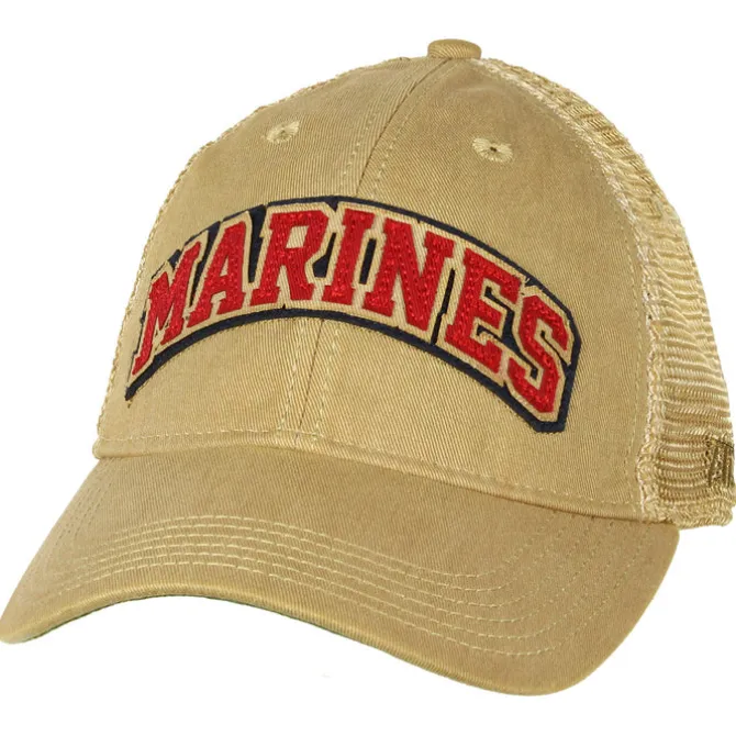 USMC Arched Semper Fi Vintage Trucker Hat - Khaki