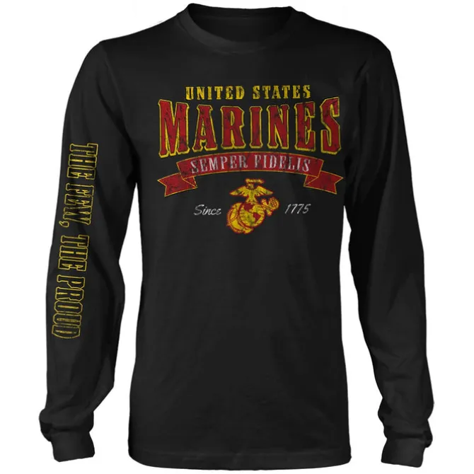 USMC Arched Temper Fidelis 7.62 Design Men's Long Sleeve T-Shirt