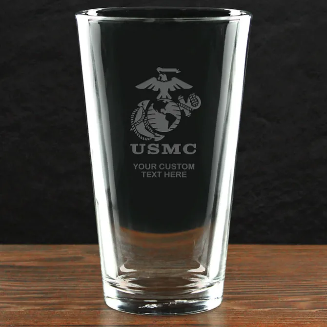 USMC 'Build Your Glass' Personalized 16 oz. Pint Glass