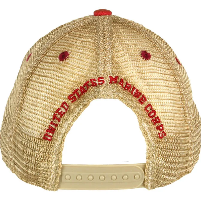 USMC 'Eagle, Globe, and Anchor' Vintage Trucker Hat - Red