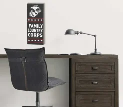 USMC Family Country Marines 7 x 18 inch Wood Sign- Made In The USA
