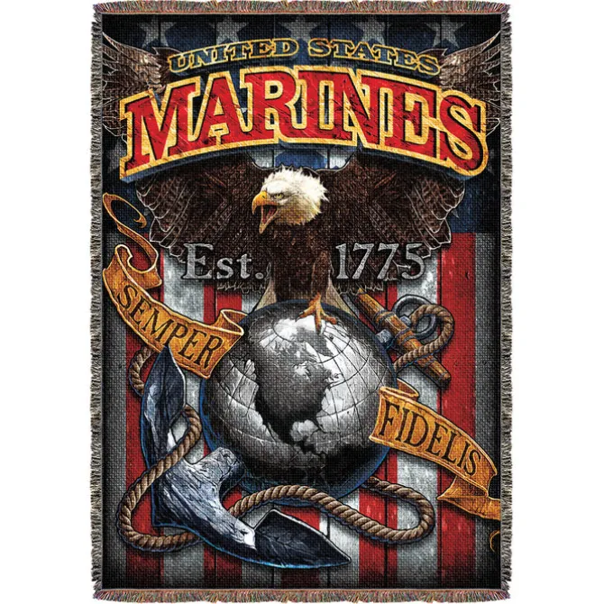 USMC 'Fighting Eagle' 7.62 Design 53" x 70" Throw Blanket