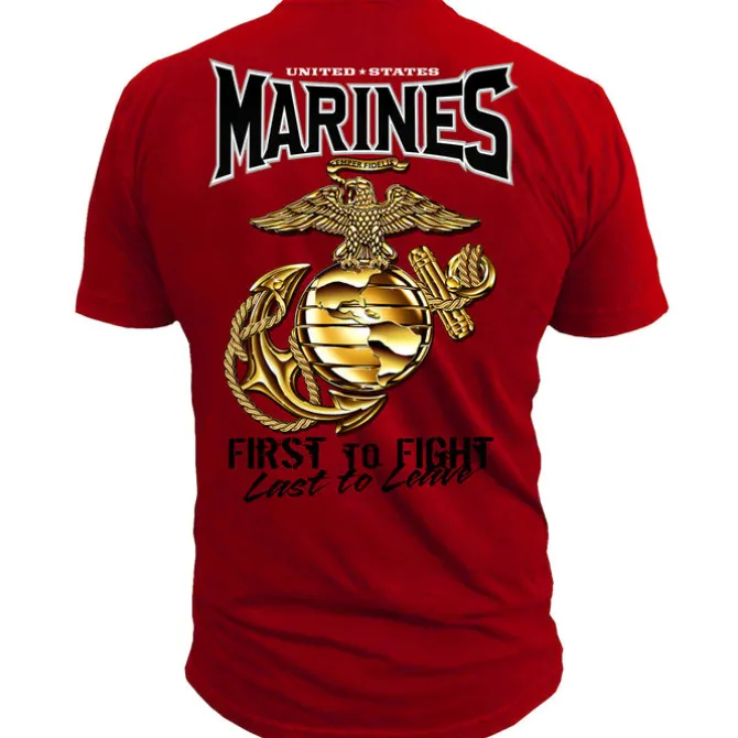 USMC First to Fight - Black Ink T-Shirt Red