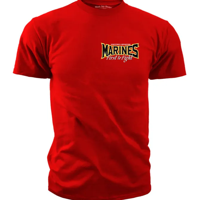 USMC First to Fight - Black Ink T-Shirt Red