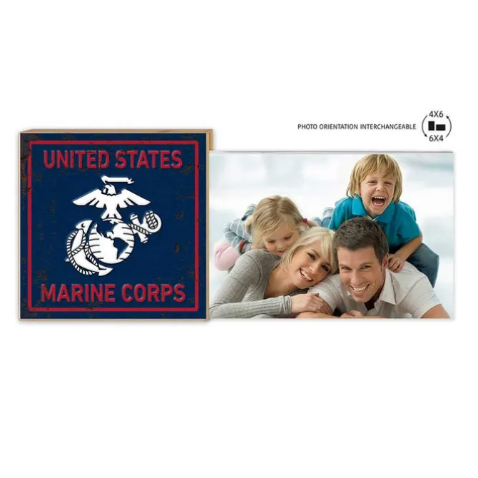 USMC Floating Picture Frame Faux Rusted
