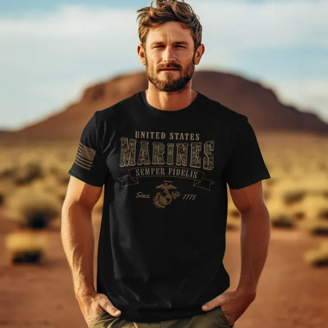USMC MARPAT Arched Semper Fi 7.62 Design Battlespace Men's T-Shirt