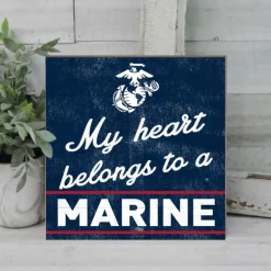USMC My Heart Belongs to a Marine 10 x 10 inch Wood Sign - Made In The USA