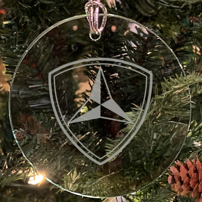 USMC 'Pick Your Design' 3" Round Etched Glass Christmas Tree Ornament