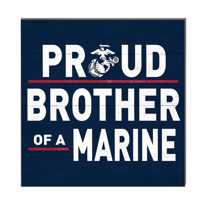 USMC Proud Family 10 x 10 inch Wood Sign - Made In The USA