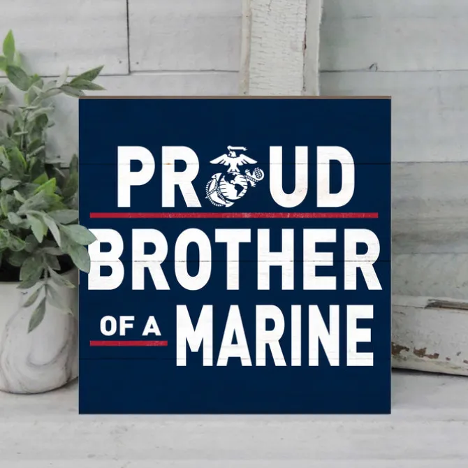 USMC Proud Family 10 x 10 inch Wood Sign - Made In The USA