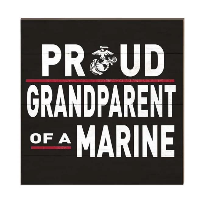 USMC Proud Grandparents 10 x 10 inch Wood Sign - Made In The USA