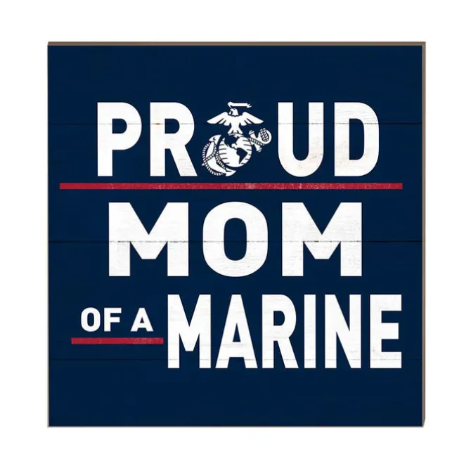 USMC Proud Mom 10 x 10 inch Wood Sign - Made In The USA