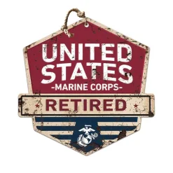 USMC Retired Rustic Badge 20 x 20 inch Sign - Made In The USA