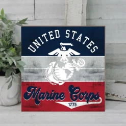 USMC Retro Color 10 x 10 inch Wood Sign - Made In The USA