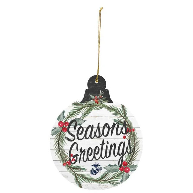 USMC Seasons Greetings Christmas Ornament - Made In The USA