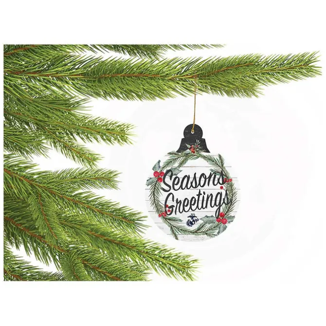 USMC Seasons Greetings Christmas Ornament - Made In The USA