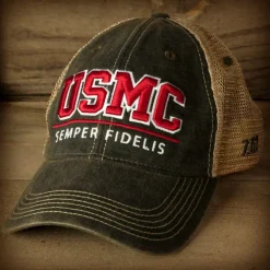USMC 'Semper Fidelis' Vintage Trucker Hat - Black
