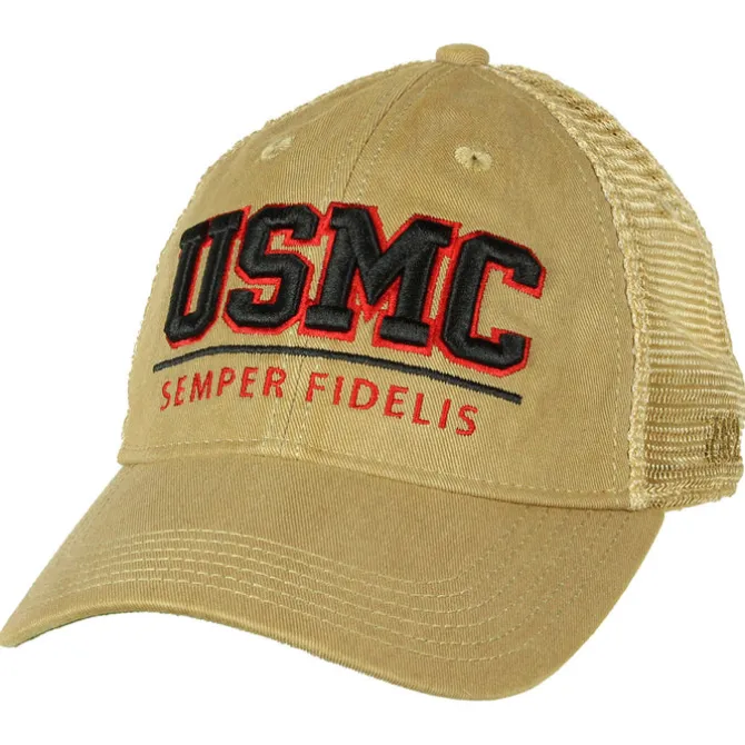 USMC 'Semper Fidelis' Vintage Trucker Hat - Khaki