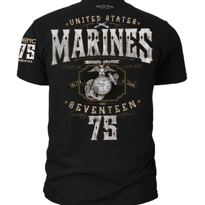 USMC Seventeen 75 - Black Ink T-Shirt