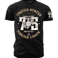 USMC Seventeen 75 - Black Ink T-Shirt