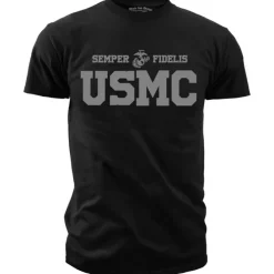 USMC T-Shirt - United States Marines Basic P/T Shirt - Black Men's Marine Corps Shirt
