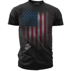 USMC T-Shirt - Veteran Flag Men's Marine T-Shirt
