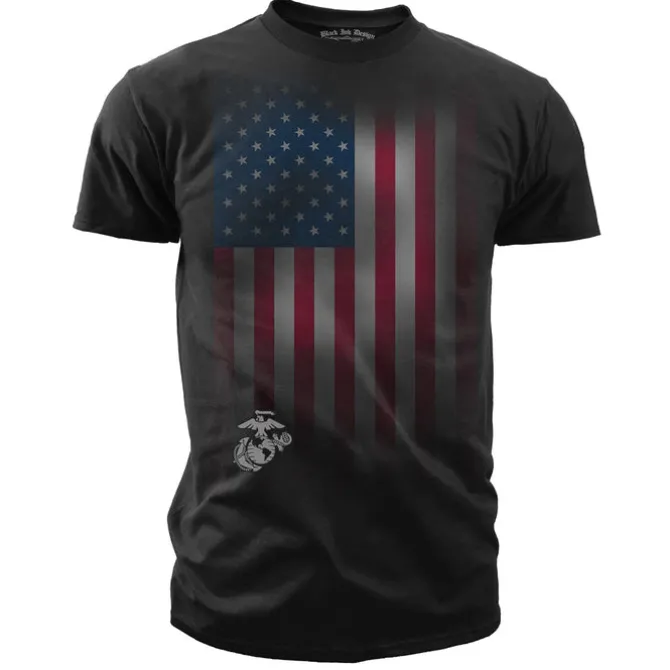 USMC T-Shirt - Veteran Flag Men's Marine T-Shirt