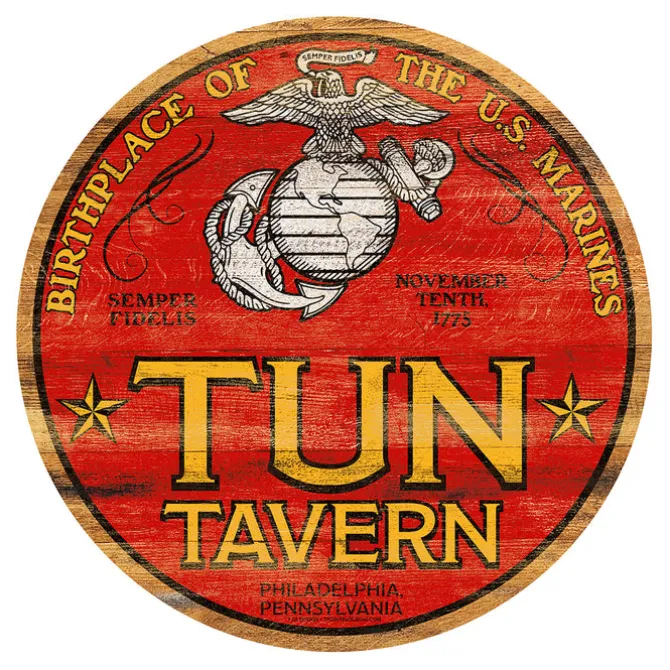 USMC Tun Tavern Color 20 inch Round Sign