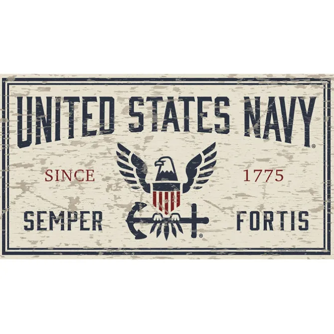 USN Chipped 11 x 20 inch Sign