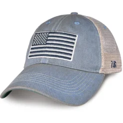 Women's US Flag Vintage Trucker Hat Light Blue