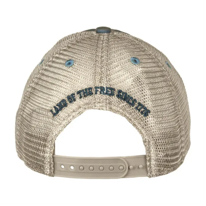 Women's US Flag Vintage Trucker Hat Light Blue