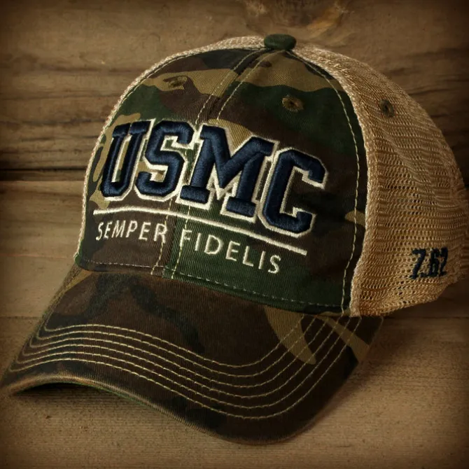 YOUTH USMC Semper Fidelis Vintage Trucker Hat - Camo