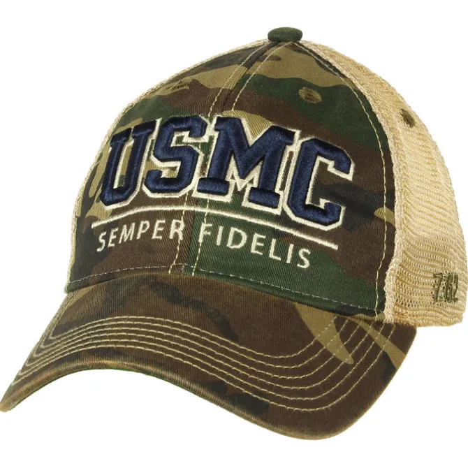 YOUTH USMC Semper Fidelis Vintage Trucker Hat - Camo